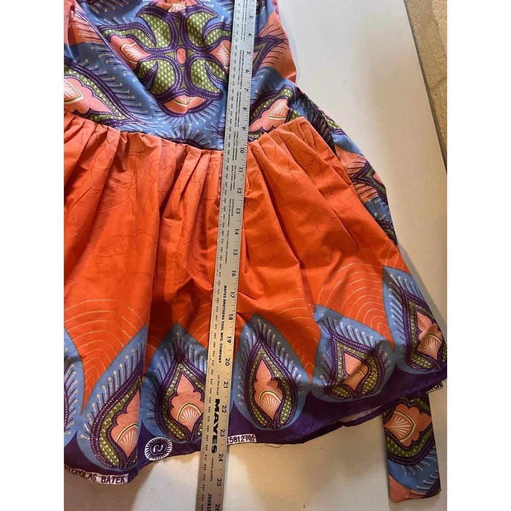 NIGERIAN AFRICAN Kids Girls Dress Size 4T Handmade Aline Sleeveless Orange Blue